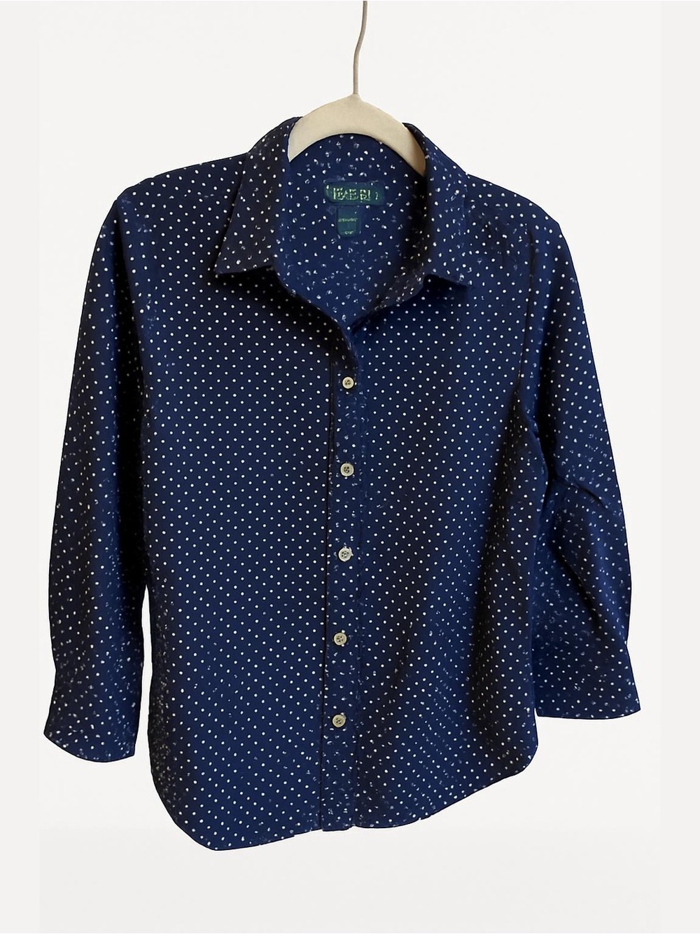 Ralph Lauren Navy Button-Up Shirt with White Dot Print